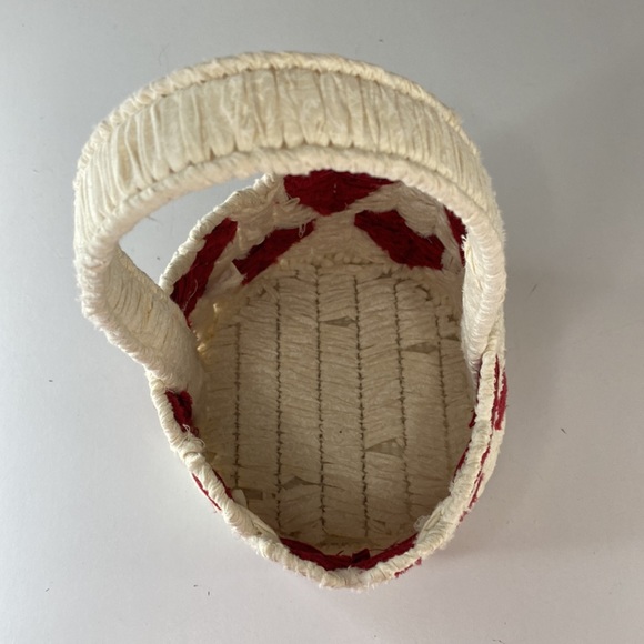 Beautiful Handmade Crochet Red Hearts White Basket - Picture 5 of 7